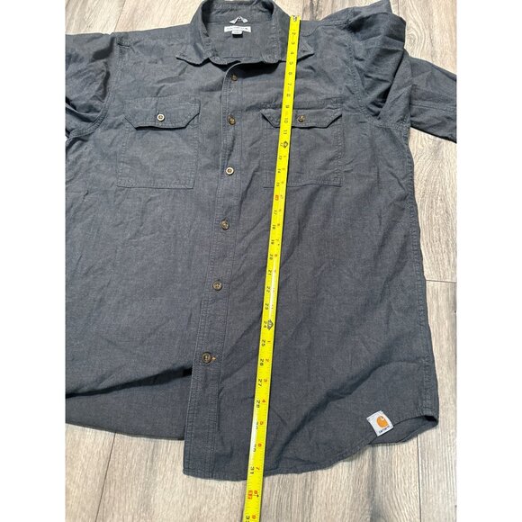 Carhartt Mens Force Relaxed Fit L Long Sleeve Button-Up Shirt Charcoal Gray Cott - Picture 5 of 7